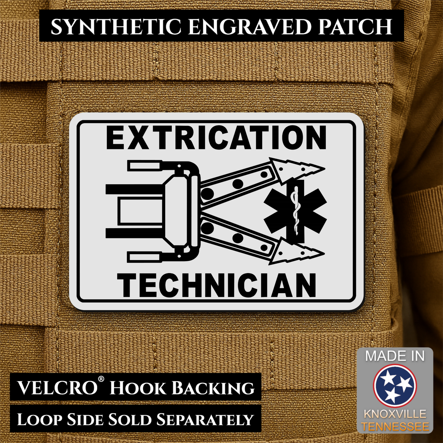 Vehicle Extrication Technician - Jaws of Life Patch - Morale Patch | Made in USA | VELCRO® Brand Hook Backing